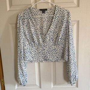 Primark White Blouse with Blue Dots
